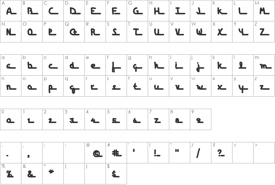 Fishsticks font character map preview
