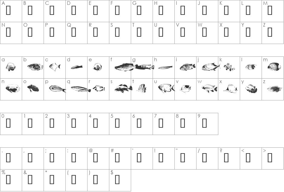 FishyPrint AOE font character map preview