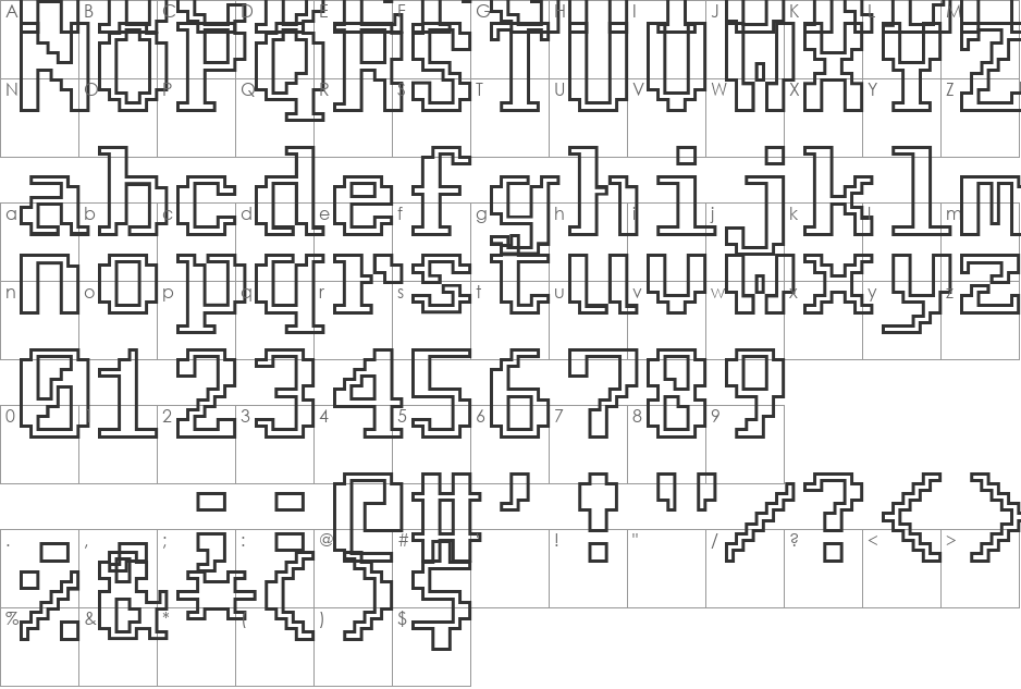 FixCystNeon font character map preview
