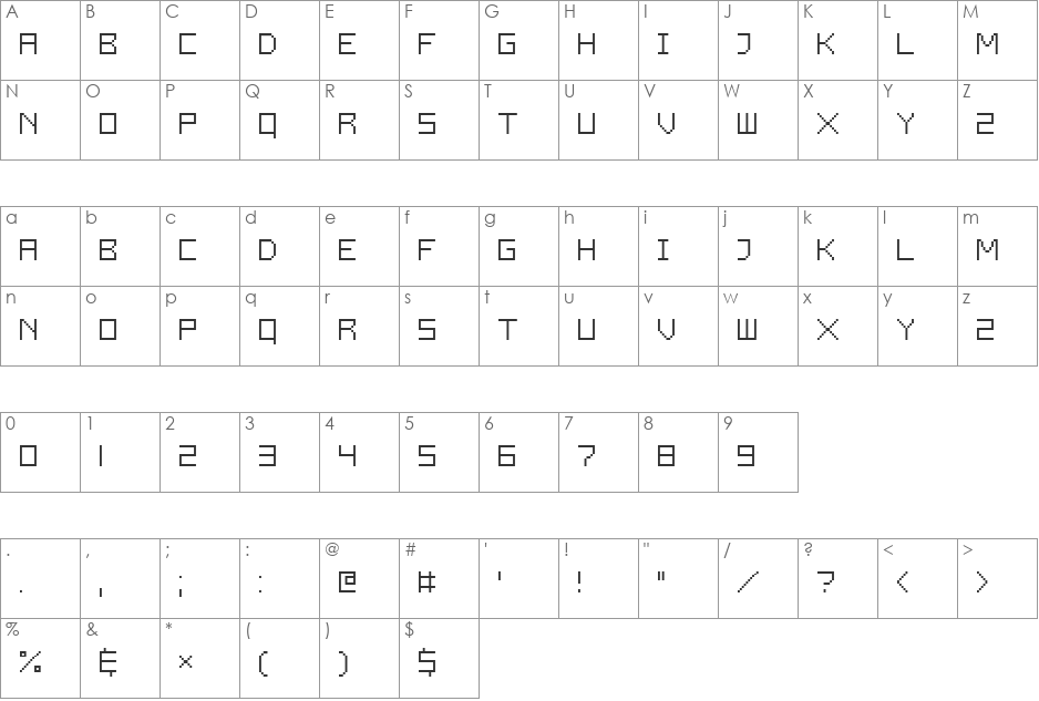Fixier Light font character map preview
