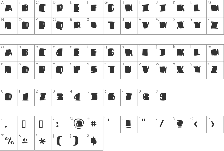 Fizzo font character map preview