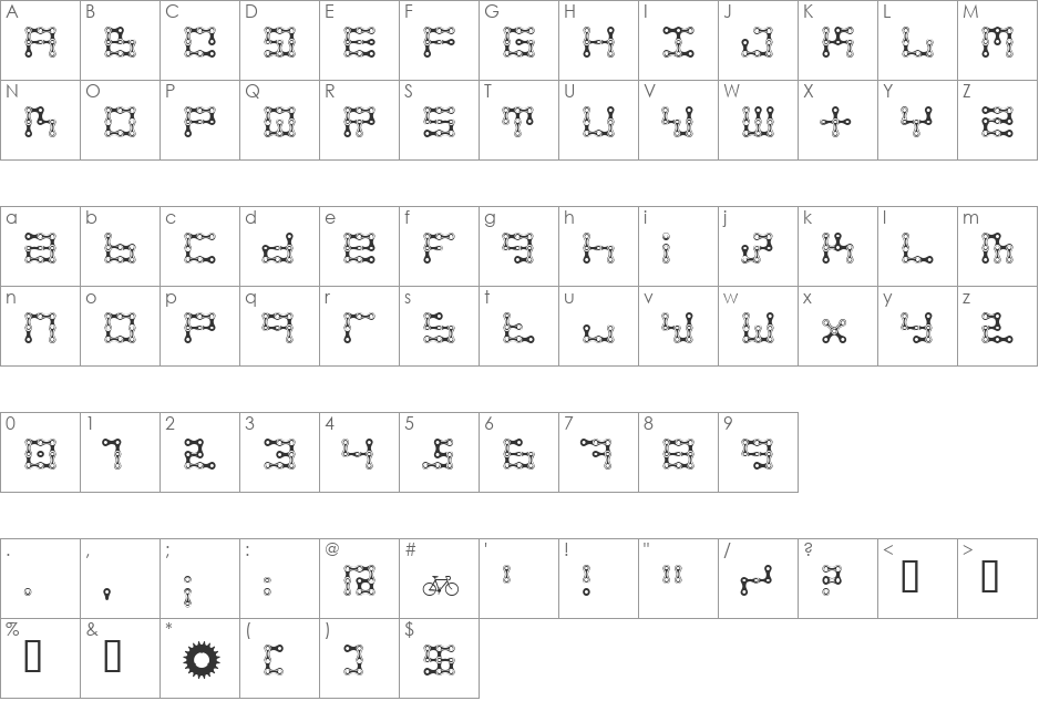 FK Chain font character map preview
