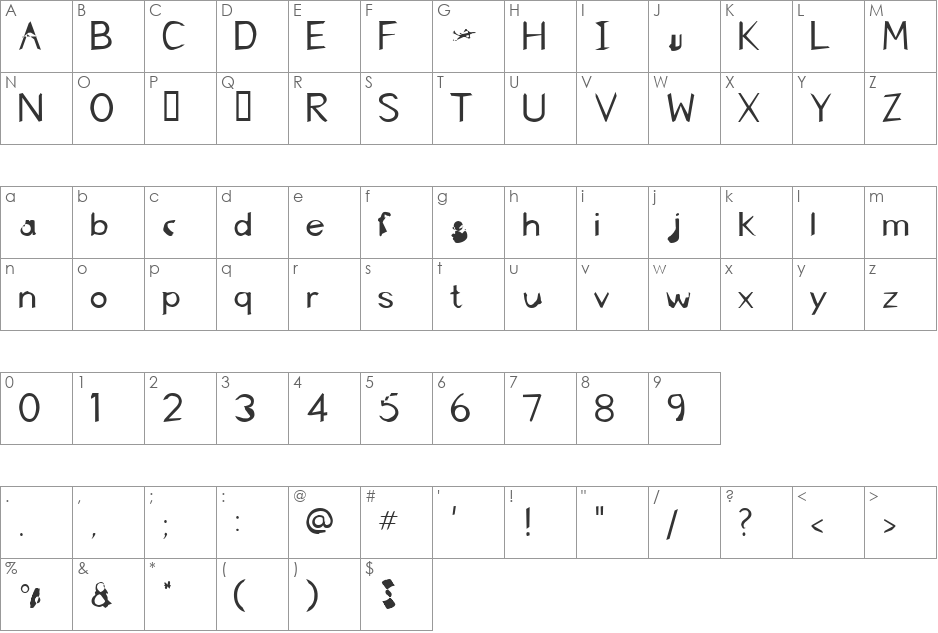 FKR NiceLife font character map preview