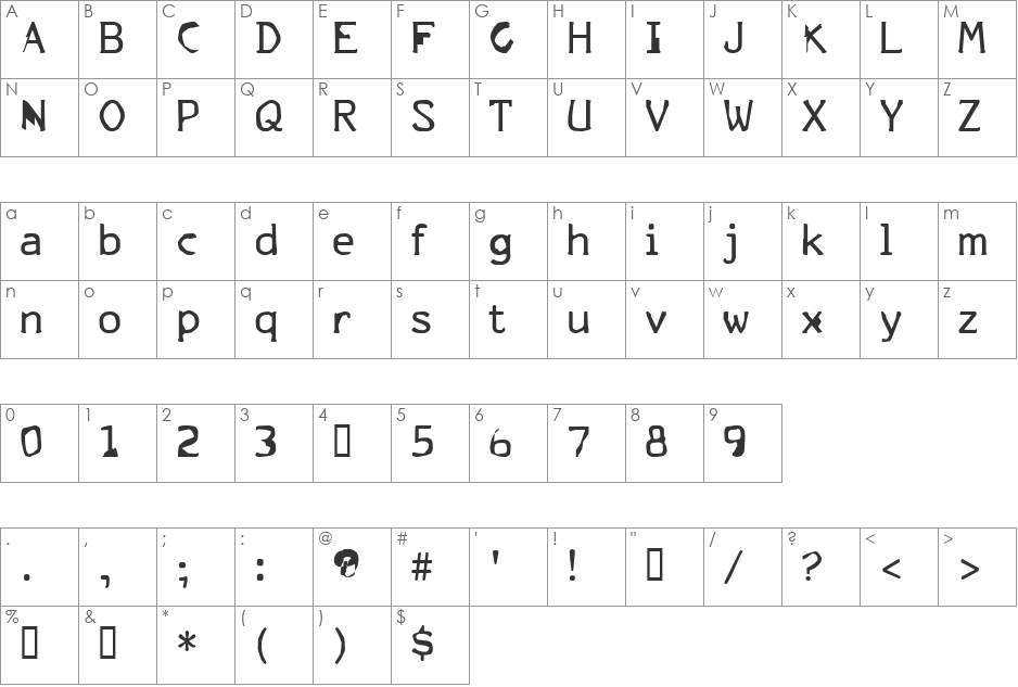 FKR ParkLife font character map preview