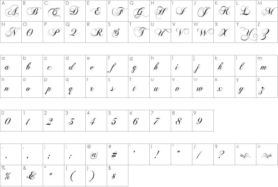 Flaemische Kanzleischrift font character map preview