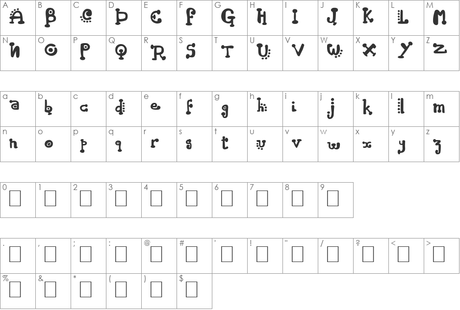 Flagadoum font character map preview