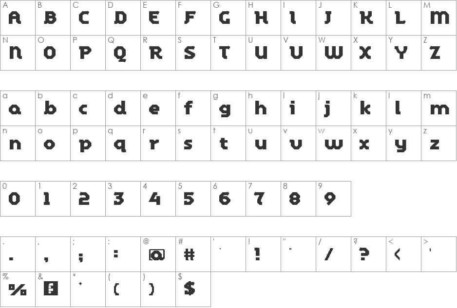 flaggers font character map preview