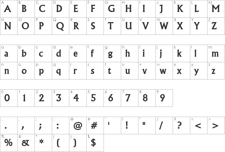 Flair font character map preview