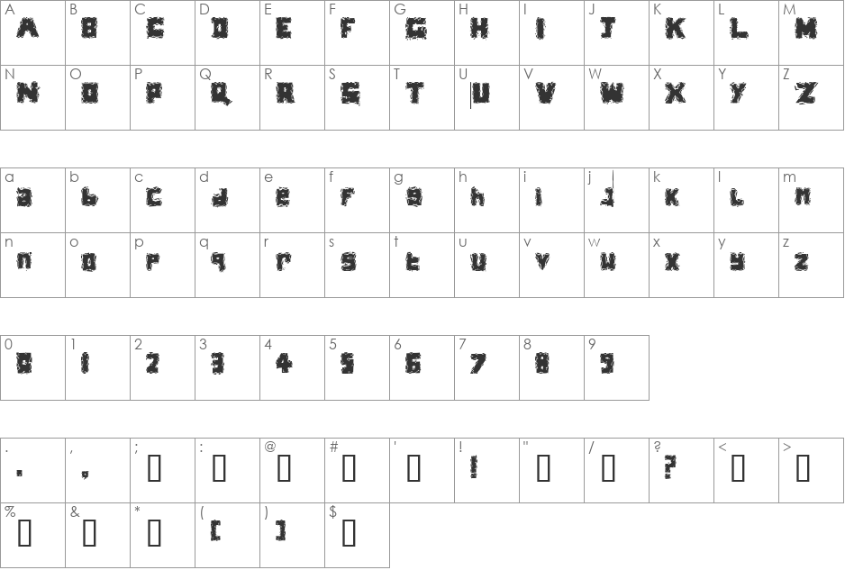 Flakes font character map preview