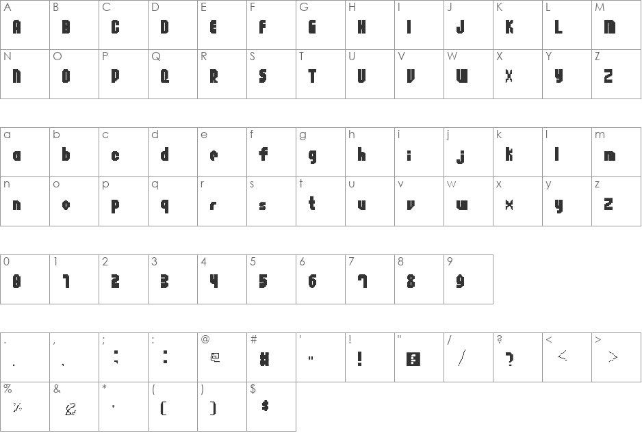 Flappy Bird font character map preview