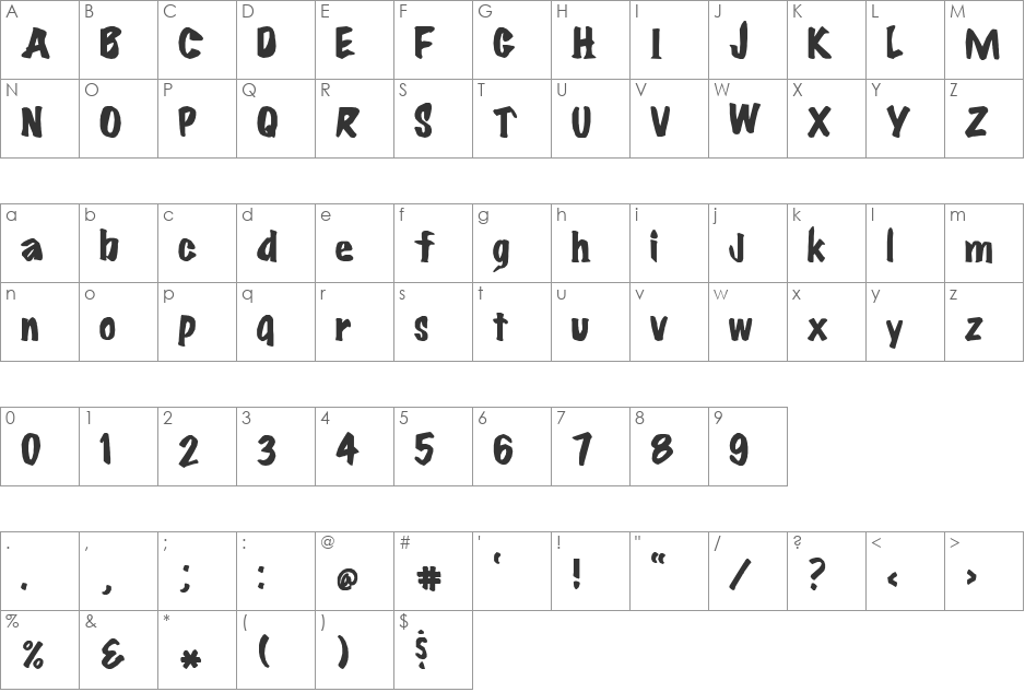 Flare font character map preview