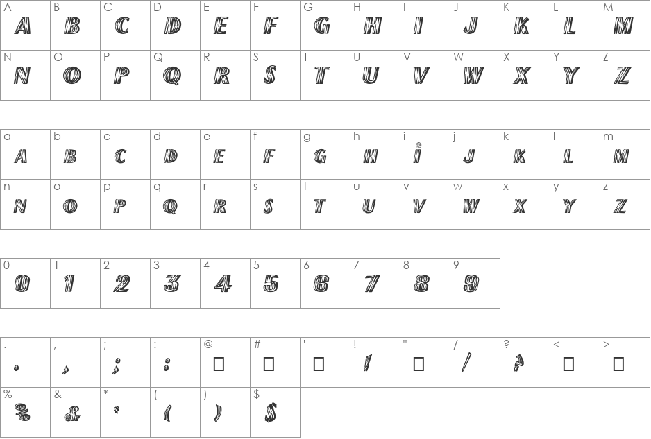 Flash font character map preview