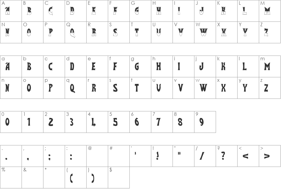 Flash Gordon font character map preview