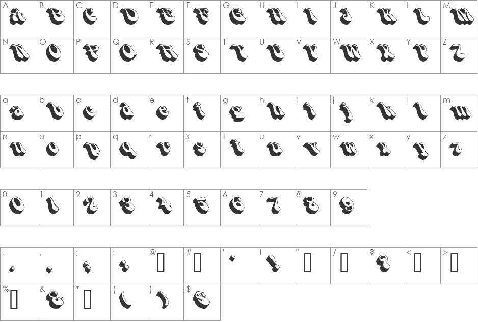 FlashbackExtended font character map preview