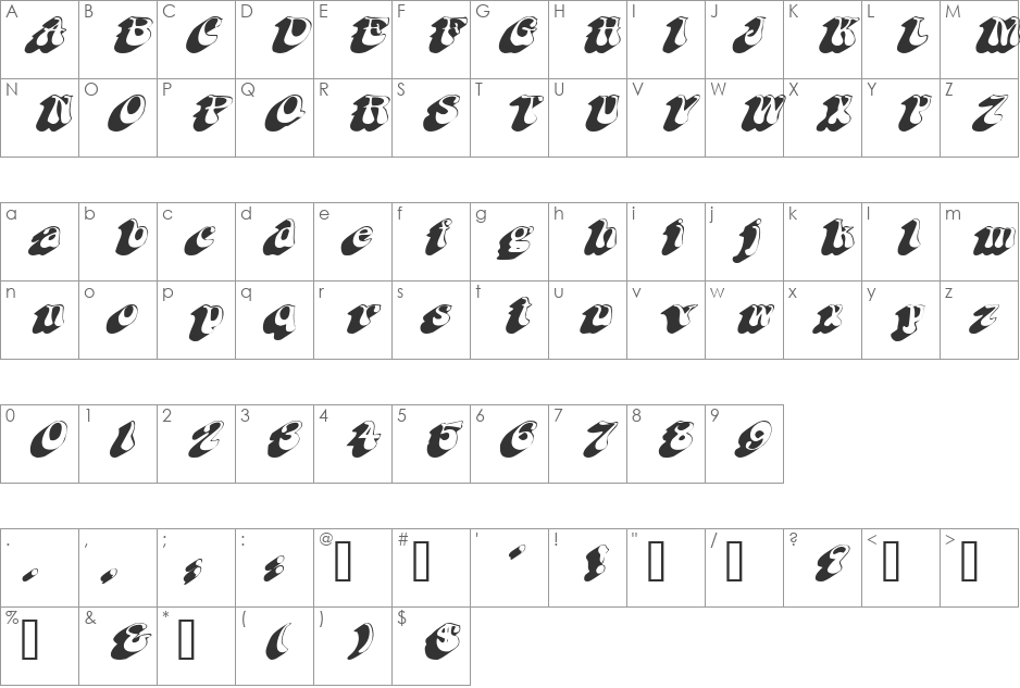 FlashbackExtended font character map preview