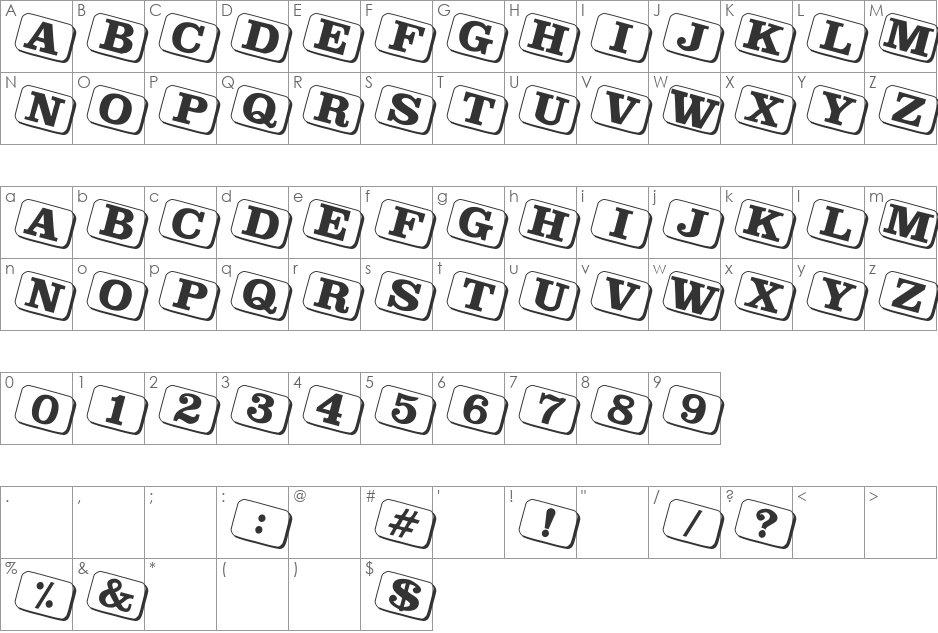 Flashy Folks font character map preview