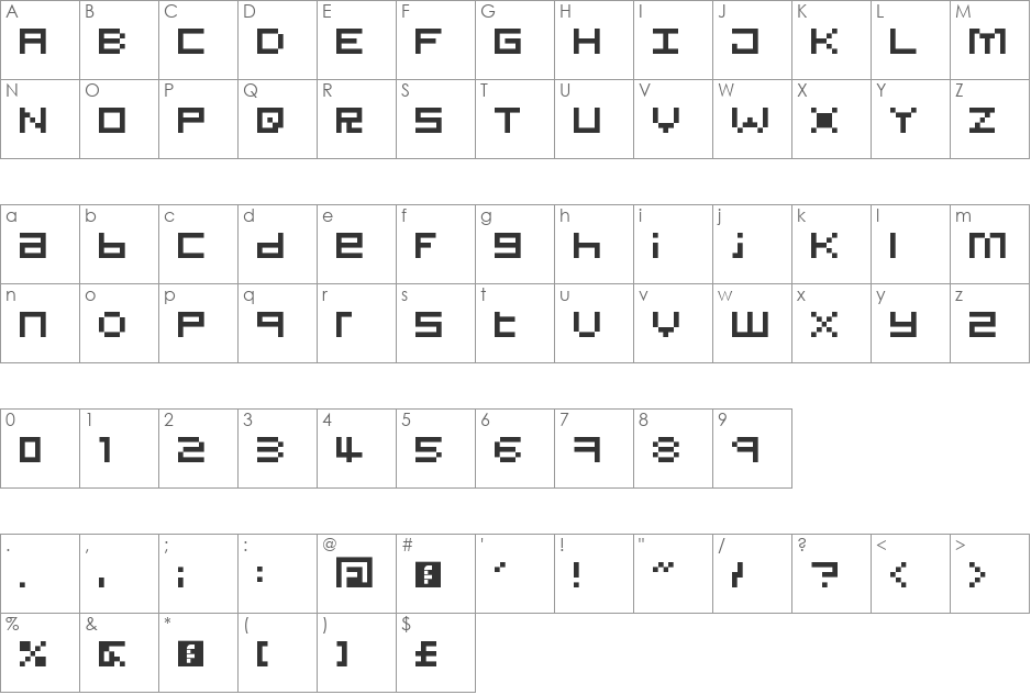 Flat Block Regular font character map preview