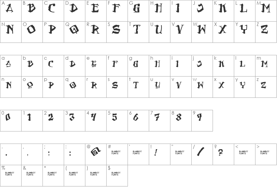 Flat Earth Scribe font character map preview