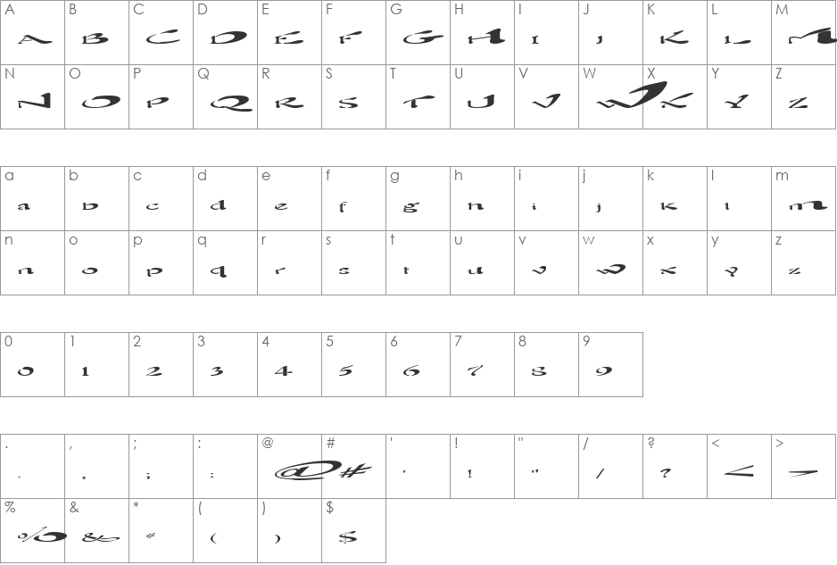 Flat Tires font character map preview