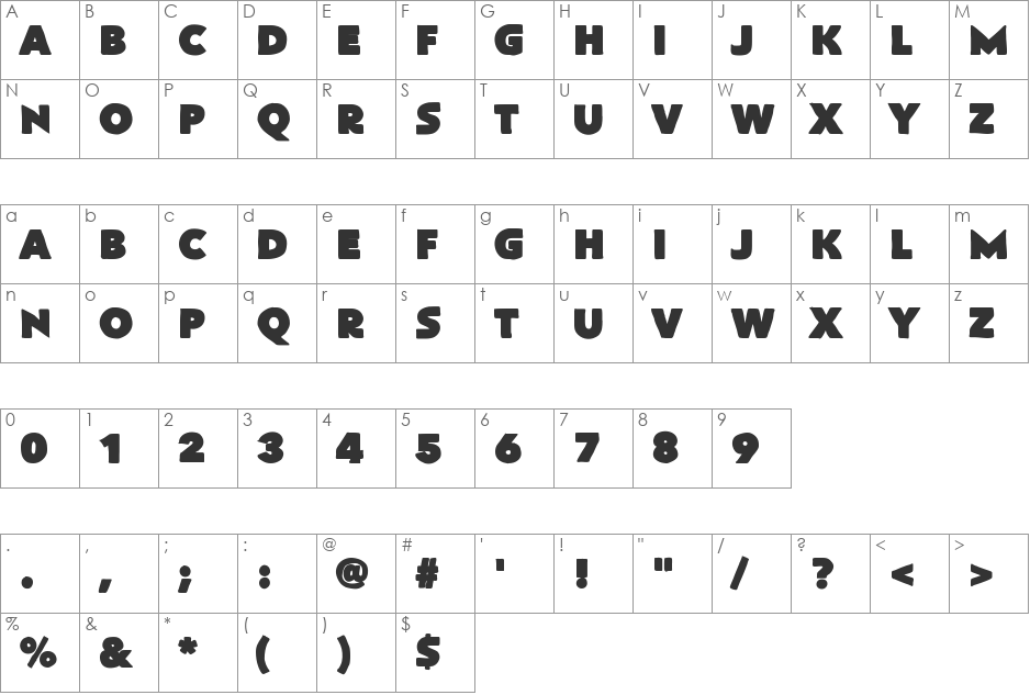 FlatBread font character map preview