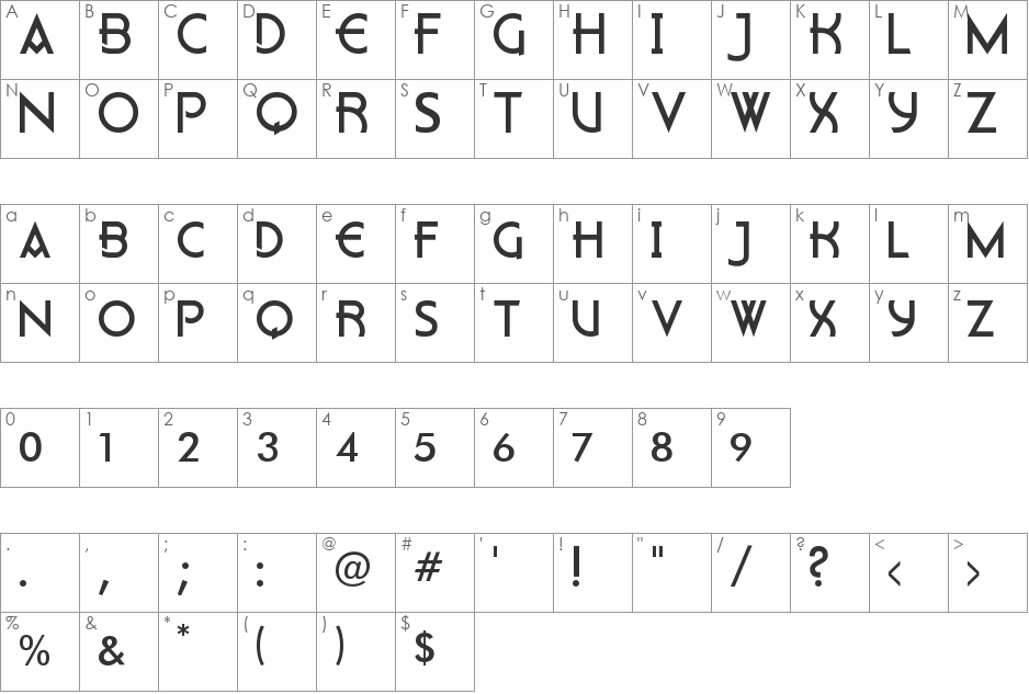 Flatley font character map preview
