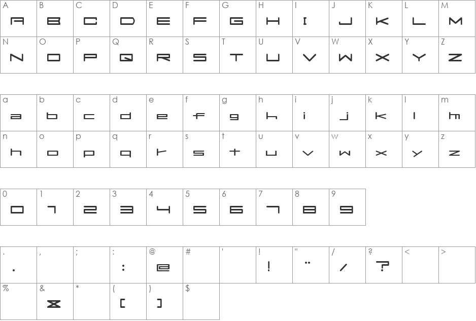 FLATS font character map preview