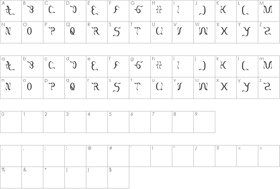 flattered font character map preview