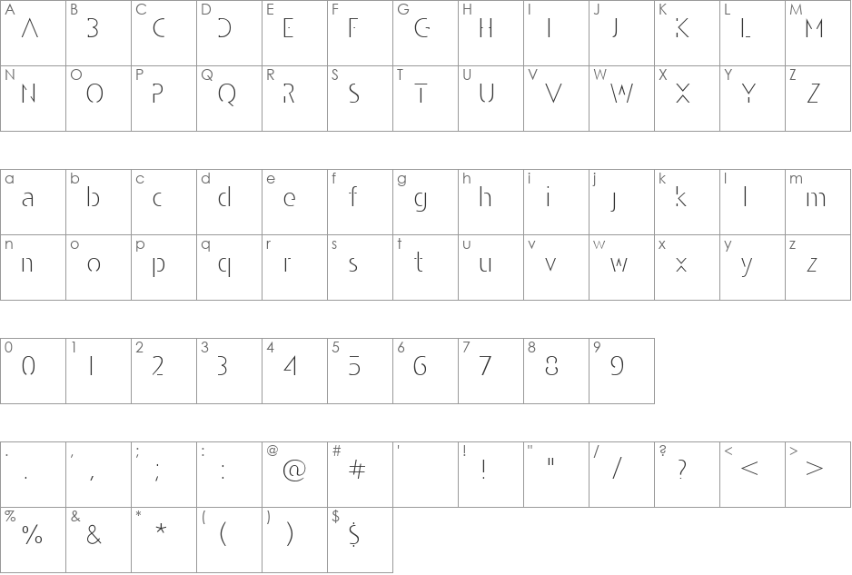 Andarilho Font font character map preview