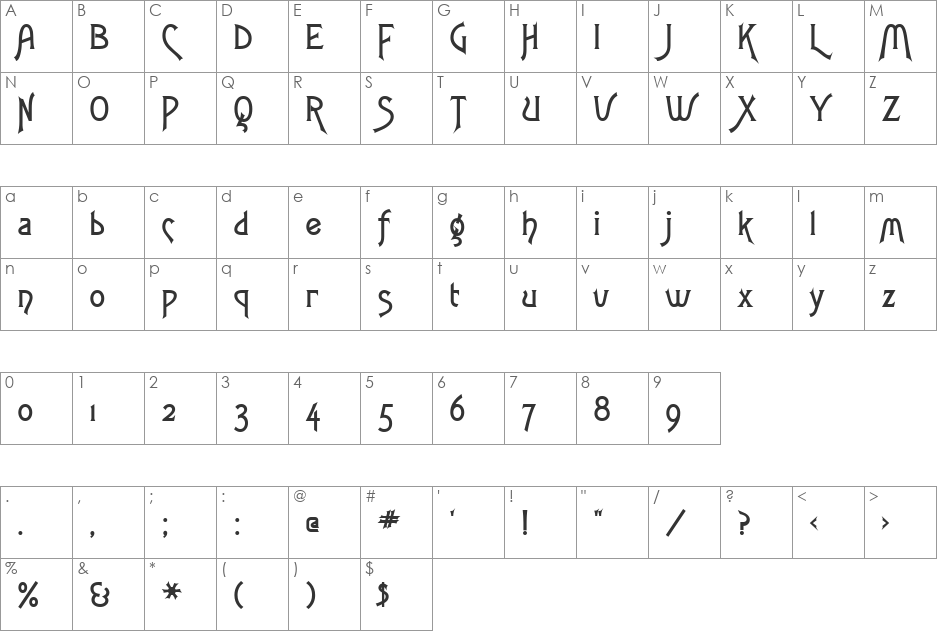 Fletch font character map preview