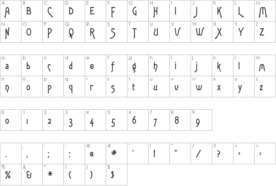 Fletch Condensed font character map preview