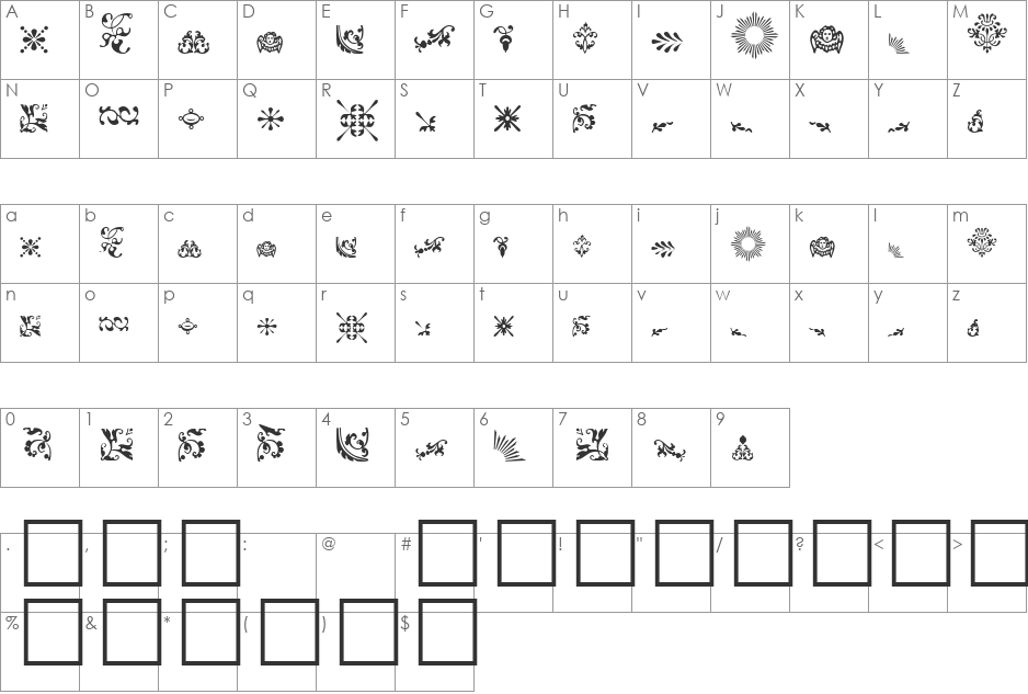 FleurDesign font character map preview