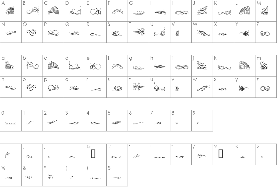 FleuronsTwo font character map preview