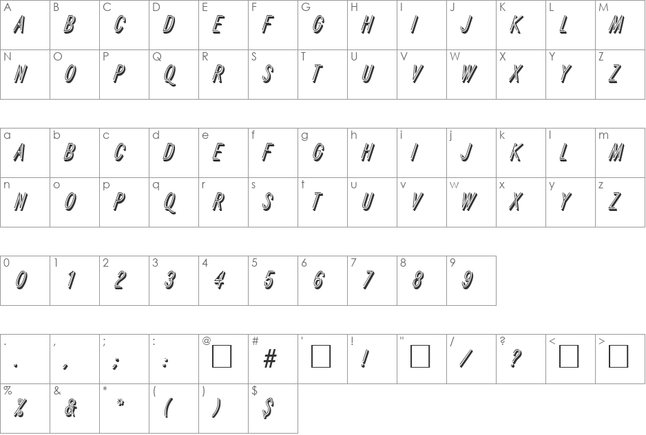 Flex SF font character map preview