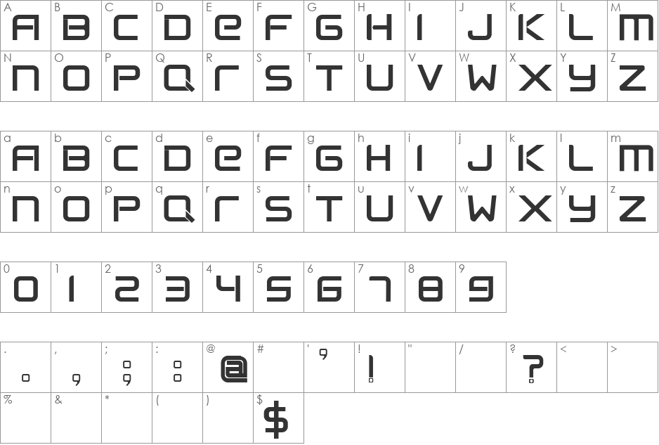 Flexsteel font character map preview