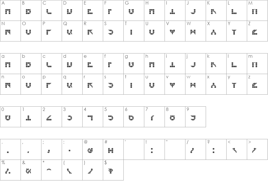 Flicker03 font character map preview