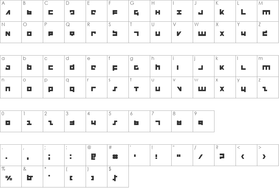 Flight Corps font character map preview