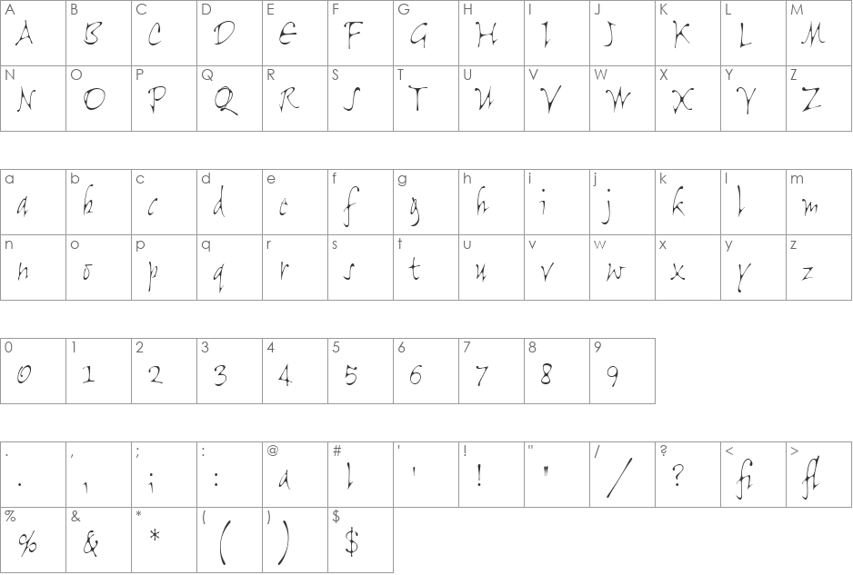 Flight LET font character map preview