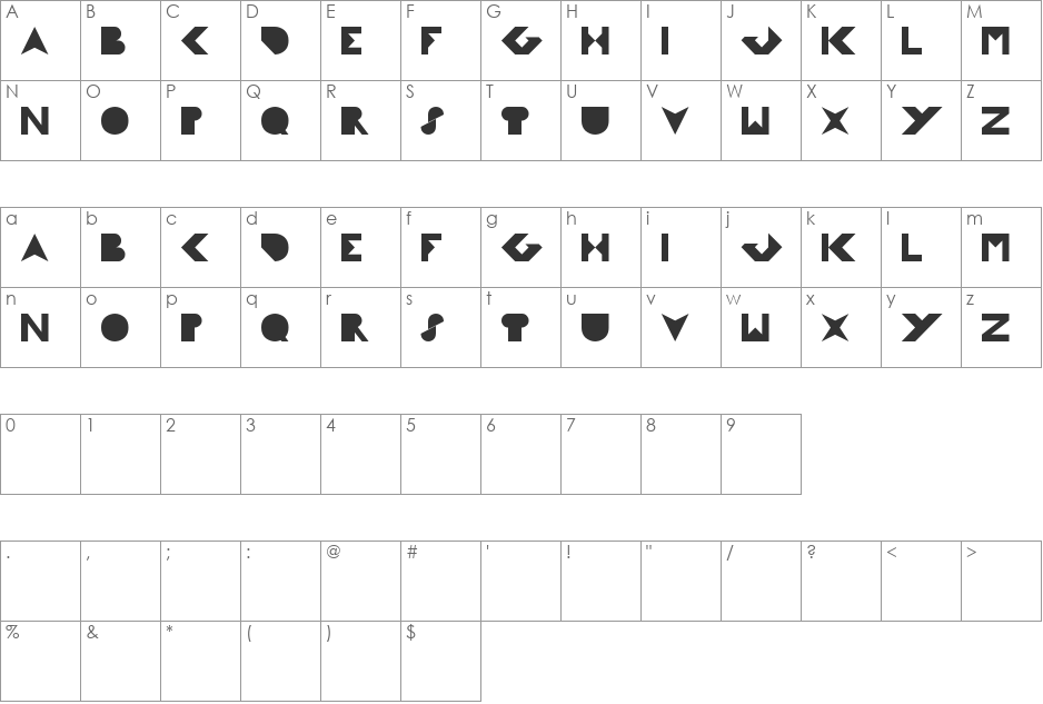 FLIGHT STERWADESS font character map preview