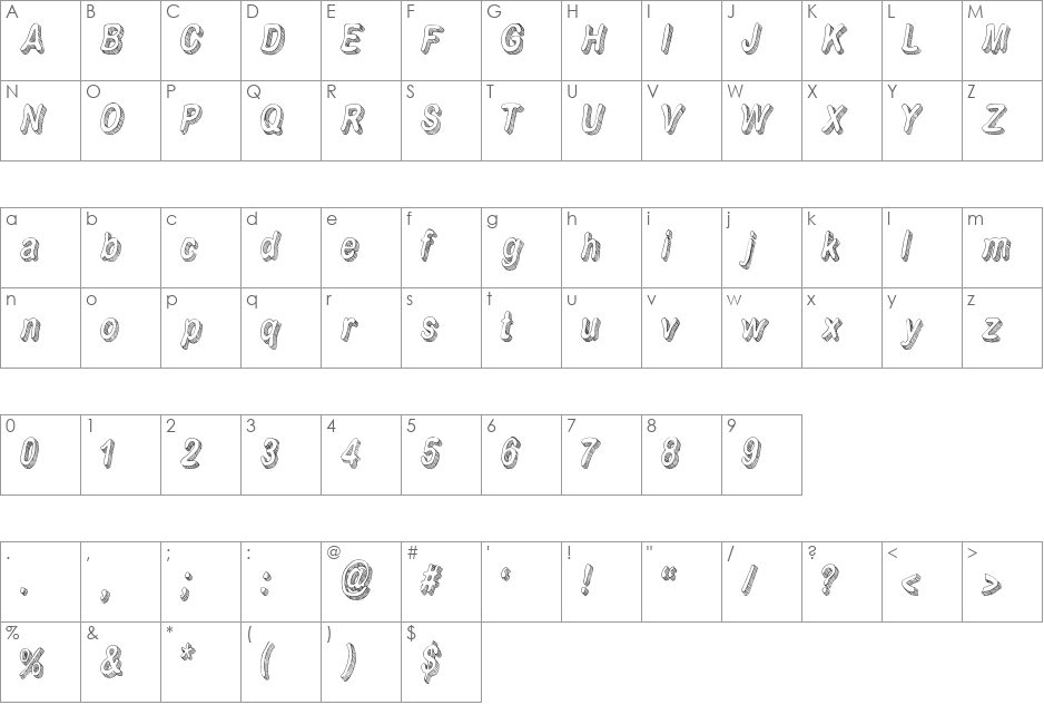 Flim-Flam font character map preview