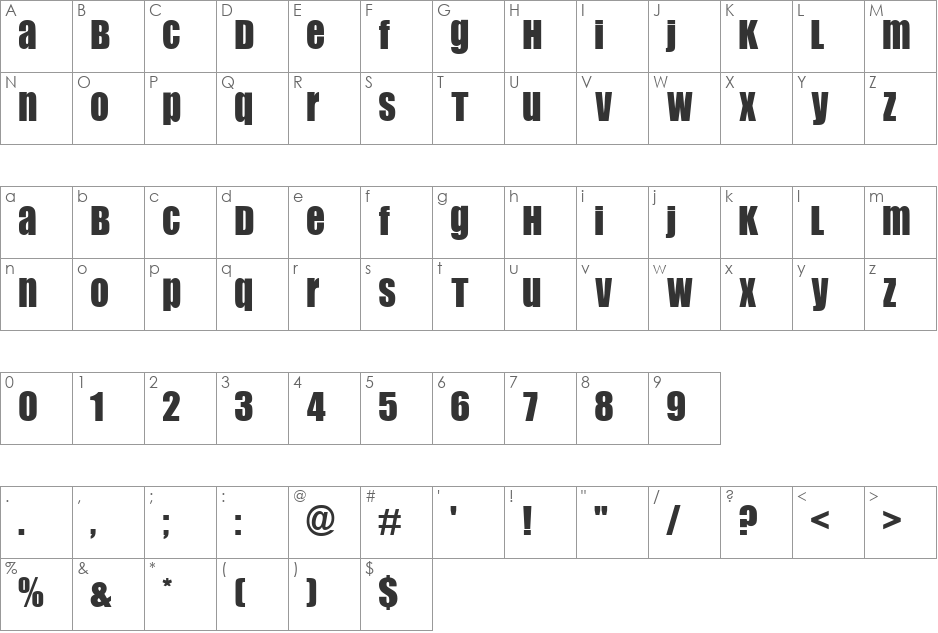 Flip Flop font character map preview