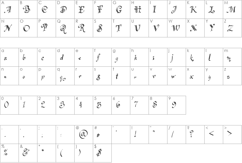 Flocked2 font character map preview