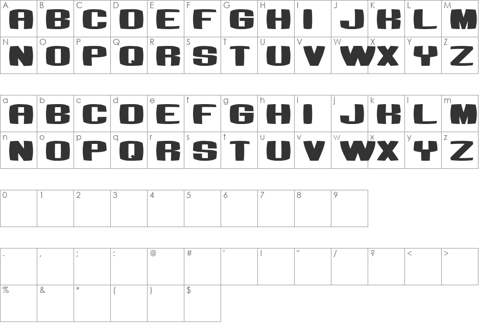Floosa Read font character map preview