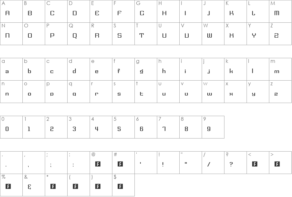 flopsical font character map preview