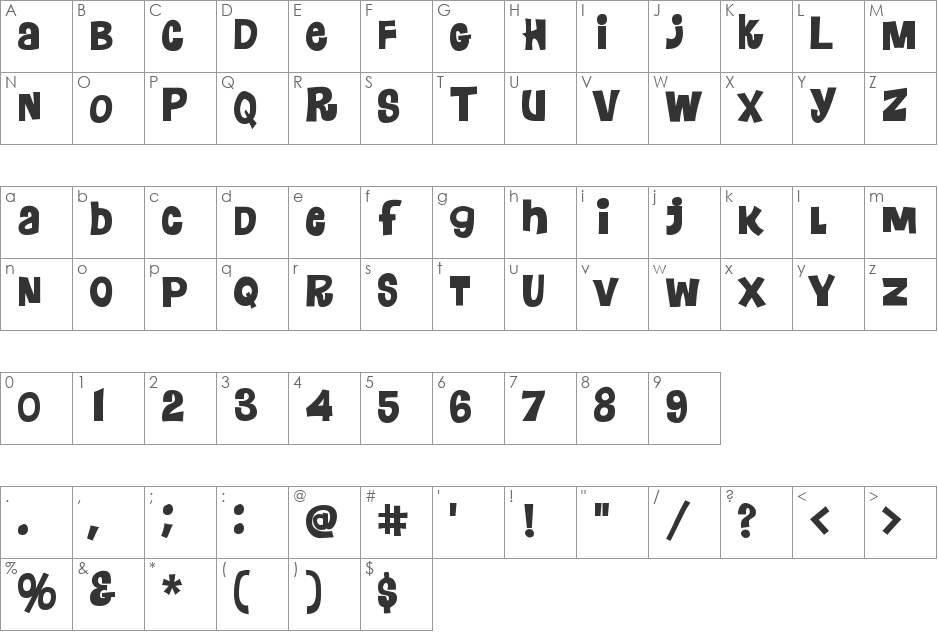 Floraless font character map preview