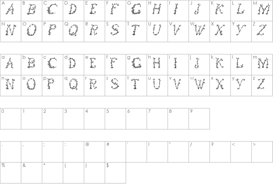 FloralOne font character map preview