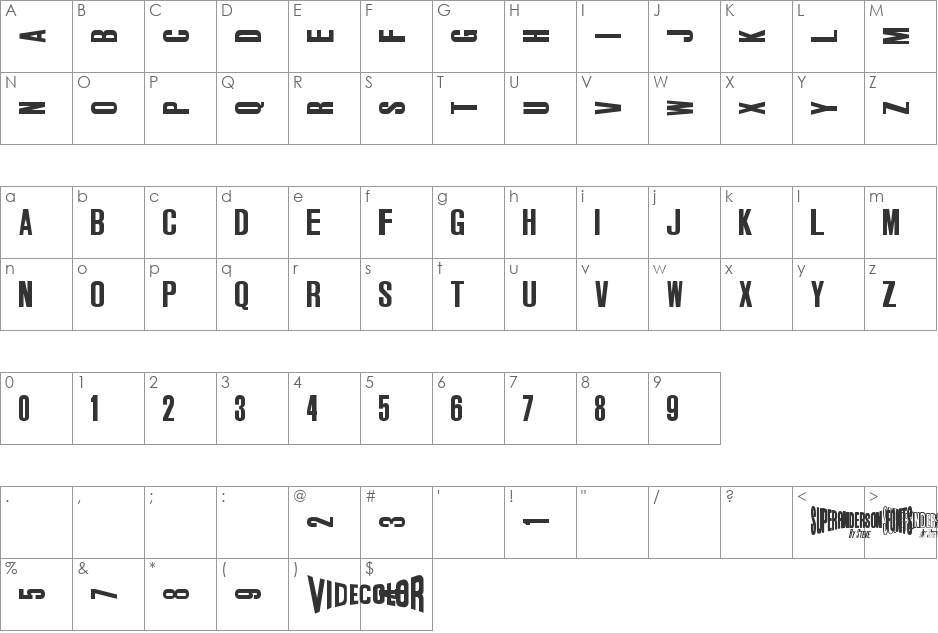 Anderson Thunderbirds Vehicle font character map preview