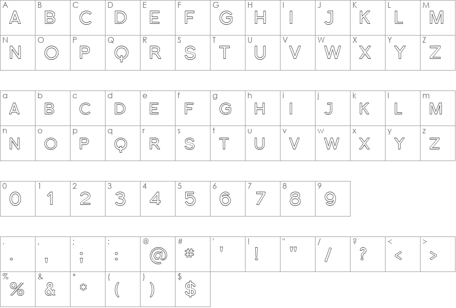 Florencesans SC Outline font character map preview