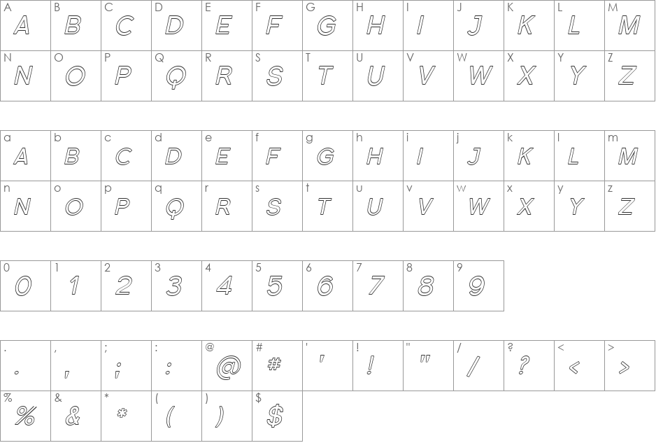 Florencesans SC Outline font character map preview