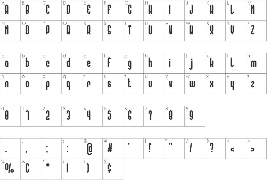 Florentine Amber font character map preview