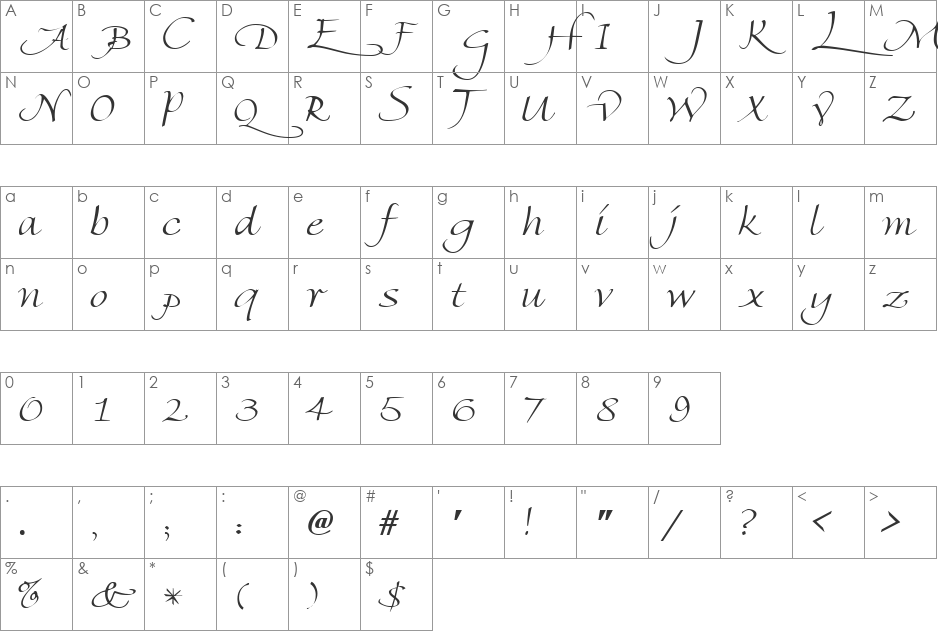 FlorentineSwashCaps font character map preview